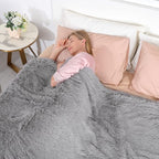 Tuddrom Decorative Extra Soft Faux Fur Throw Blanket 70" x 78",Solid Fuzzy Reversible Fluffy Cozy Plush Mink Fleece Comfy Microfiber Blanket for Couch Sofa Bed, Grey