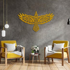 KAWA METALWORKS Nordic Viking Wall Art Decor, Norse Raven Metal Sculpture, Odin's Wall Decor, Mythology Art (Black, Small - 10.2" x 18" (H x W))