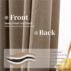 KangBang Linen Brown Blackout Curtains 96 Inches Long 2 Panel Set, Back Tab Thermal Insulated Curtains for Bedroom Living Room Hook Belt Rustic Drapes with Hooks for Track(Desert Biscuit, 52x96)