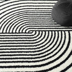 Abani Nuevo Collection Area Rug - Mid-Century Black & Ivory Arch Knot Design - 5' x 8' - for Living Room, Bedroom & Office
