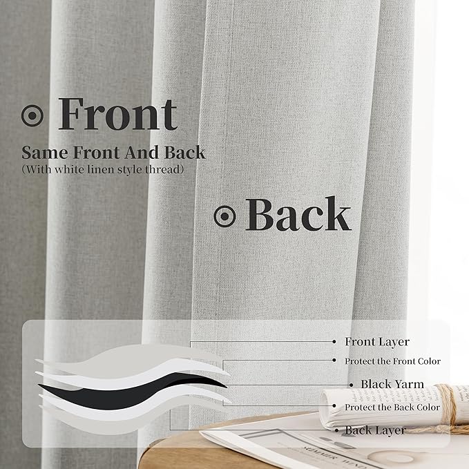 KangBang 60 Inch Wide Blackout Curtains for Living Room, Warm Light Grey Black Out Curtains Thermal Insulated Window Treatment Energy Efficient Drapes 60 by 108 Inches Length,2 Panels Set