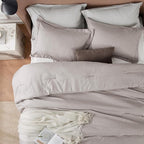 Bedsure Queen Comforter Set - Taupe Soft Bedding for All Seasons, Cationic Dyed Bed Set, 3 Pieces, 1 Queen Size Comforter (90"x90") and 2 Pillow Shams (20"x26"+2")