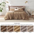 Bedsure Full Comforter Set - Brown Soft Bedding for All Seasons, Cationic Dyed Bed Set, 3 Pieces, 1 Full Size Comforter (82"x86") and 2 Pillow Shams (20"x26"+2")