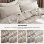 Bedsure 100% Cotton Duvet Cover King Size with Fitted Sheet - 4 Pieces Linen Color Waffle Weave Bedding Set, GentleSoft™ and Breathable, Includes 1 Duvet Cover 104x90, 1 Fitted Sheet, 2 Pillow Shams