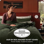 Bedsure Cotton Duvet Cover King - 100% Cotton Waffle Weave Olive Green Duvet Cover King Size, GentleSoft™ and Breathable Bedding Set for All Season, 3 Pieces, 104"x90"