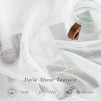NICETOWN Sheer Window Curtain Panels - Ivory Eyelet Top Solid Voile for Kitchen/Hotel, 2 Pieces, 54 Wide x 84-inch Length