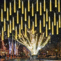 Joomer Christmas Lights Outdoor, 11.8 inch 10 Tubes 240 LED Meteor Shower Lights, LED Snow Falling Icicle Cascading Light with Timer Waterproof and Connectable for Christmas Decoration (Warm White)