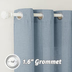 RYB HOME Semi Sheer Linen Curtains 108 inches Long, Light Filtering Airy Machine Washable Durable Vintage Window Decor for Living Room Bedroom Nursery, Dusty Blue, W 60 x L 108, 1 Pc