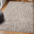 JONATHAN Y Graphic Lines High-Low Indoor Area Rug 4X6 Beige/Cream, Alcina Modern Scandinavian for Living Room, Bedroom, Kitchen, Easy-Cleaning, High Traffic, Pet-Friendly, Non-Shedding SND102A-4
