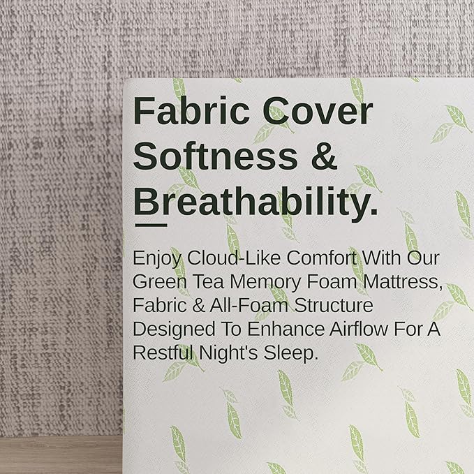 NapQueen Twin XL Size, 12 Inch Anula Green Tea Infused Memory Foam Mattress, Bed in a Box, CertiPUR-US Certified Mattress