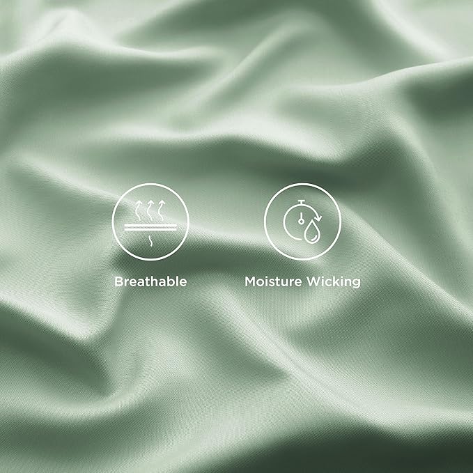 Bedsure King Size Sheets Set, Cooling Sheets for Hot Sleepers, Rayon Derived from Bamboo, Breathable & Soft, Deep Pocket Up to 16 Inches, Hotel Luxury Silky Bedding, Sage Green