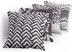 Ambesonne Geometric Throw Pillow Cushion Case Pack of 4, Home Phrase Minimal Zigzag Squama Dahlia Flower Petals Chevron Tribal, Modern Accent Double-Sided Digital Printing, 24", Dark Mauve and White