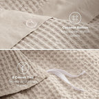 Bedsure Cotton Duvet Cover Full - 100% Cotton Waffle Weave Beige Duvet Cover Set, GentleSoft™ and Breathable Bedding Set for All Season, 3 Pieces, 80"x90"