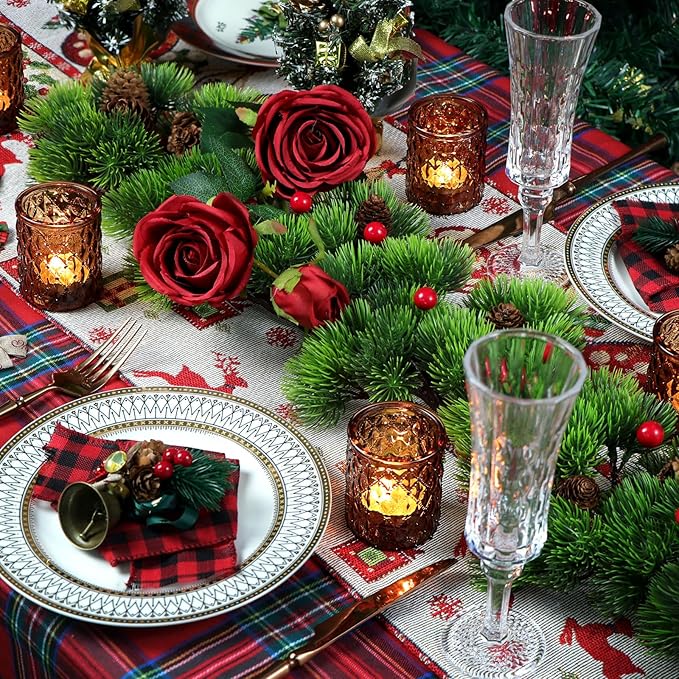 36 Pack Amber Votive Candle Holders, Glass Tea Lights Candle Holder for Boho Wedding Decor,Amber Candle Holders for Home Decor Gift Fall Wedding Christmas, Thanksgiving Party Table