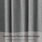 Neutral Grey Blackout Linen Curtains 90 Inches Long 2 Panels Set for Living Room, Rod Pocket/Hook Belt/Back Tab Room Darkening Soft Thick Linen Modern Curtains for Bedroom Dining, 52x90
