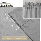 Aiyufeng Kirei Grey Sheer Kitchen Curtains 36 inch Length for Small Window, Faux Linen Textured Light Filtering Privacy Short Cafe Curtains for Living Room/Bedroom, 30Wx36L inch, Set of 2, Gray
