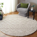 SAFAVIEH Arizona Shag Collection Area Rug - 10' Round, Ivory & Beige, Moroccan Design, Non-Shedding & Easy Care, 1.6-inch Thick Ideal for High Traffic Areas in Living Room, Bedroom (ASG741A)