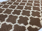 Custom Size Cut to Length Moroccan Trellis Design Runner Rug Mat For Wide Long Hallways with Non-Slip Rubber Backing, Better Traction for Pets, Prevent Slippage, Trellis Brown, 31 inch X 11 feet