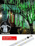 Joomer Christmas Lights Outdoor, 11.8 inch 10 Tubes 240 LED Meteor Shower Lights, LED Snow Falling Icicle Cascading Light with Timer Waterproof and Connectable for Christmas Decoration (Green)