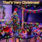 Ollny Christmas Lights Outdoor 600LED 197FT, Multicolor Christmas Tree Lights IP67 Waterproof, Plug in Fairy Lights with Remote 8 Modes Timer, Xmas Light for Indoor House Holiday Decor