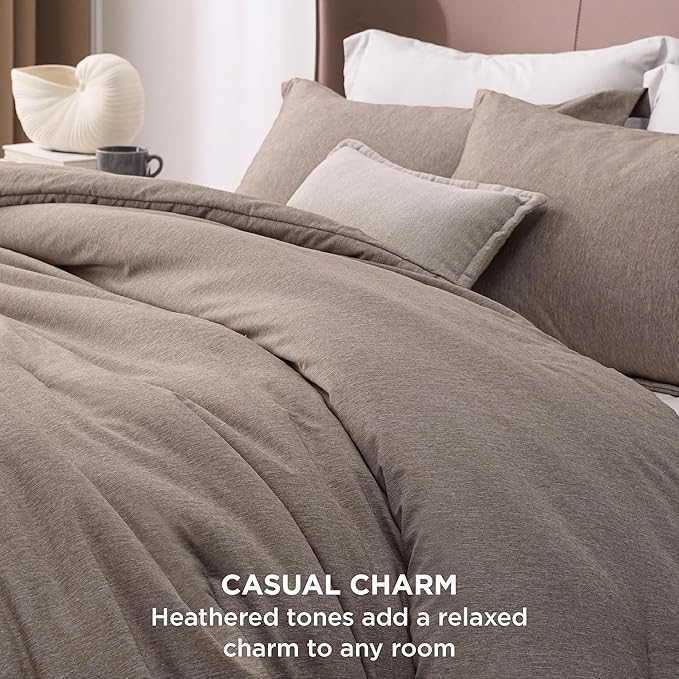 Bedsure Full Comforter Set - Khaki Soft Bedding for All Seasons, Cationic Dyed Bed Set, 3 Pieces, 1 Full Size Comforter (82"x86") and 2 Pillow Shams (20"x26"+2")