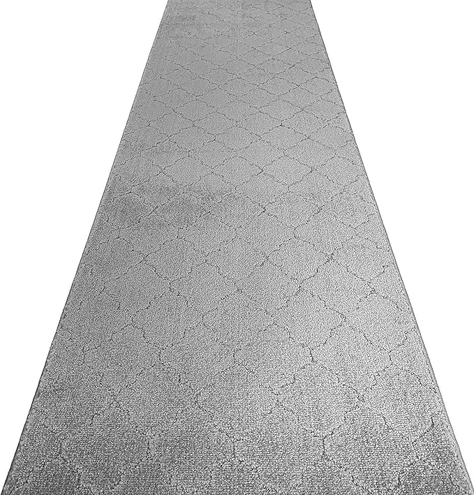 Custom Size Modern Runner Rug Carpet for Hallway Entryway Foyer Kitchen, Slip Resistant Latex Rubber Backed 31 inch Wide X Customized Length, Clouds Grey, 31 inch X 23 feet