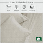 California Design Den Printed King Size Sheets Set - Luxury 400 Thread Count Sateen, Natural 100% Cotton Sheets, Deep Pockets, Cooling and Durable Bedding Set - Taupish-Sage Crosshatch
