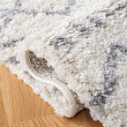 SAFAVIEH Arizona Shag Collection X-Large Area Rug - 11' x 15', Ivory & Grey, Moroccan Design, Non-Shedding & Easy Care, 1.6-inch Thick Ideal for High Traffic Areas in Living Room, Bedroom (ASG741F)