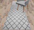Custom Size Modern Runner Rug Carpet for Hallway Entryway Foyer Kitchen, Slip Resistant Latex Rubber Backed 31 inch Wide X Customized Length, Trellis Grey, 31 inch X 15 feet