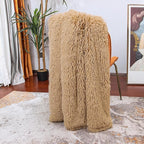 Tuddrom Decorative Extra Soft Faux Fur Blanket Twin Size,Solid Reversible Fuzzy Lightweight Long Hair Shaggy Blanket,Fluffy Plush Fleece Comfy Microfiber Throw Blanket for Couch Sofa Bed,Camel