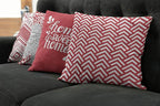 Ambesonne Geometric Throw Pillow Cushion Case Pack of 4, Home Phrase Minimal Zigzag Squama Dahlia Flower Petals Chevron Tribal, Modern Accent Double-Sided Digital Printing, 20", Dark Coral and White