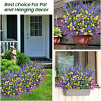 Artificial Plants Outdoor, 20PCS Artificial Flowers, UV Resistant Fake Flowers, Faux Flowers for Outdoor Planters for Home Garden Outside Porch Decor