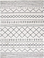 SAFAVIEH Arizona Shag Collection Area Rug - 9' x 12', Ivory & Black, Moroccan Design, Non-Shedding & Easy Care, 1.6-inch Thick Ideal for High Traffic Areas in Living Room, Bedroom (ASG741Z)