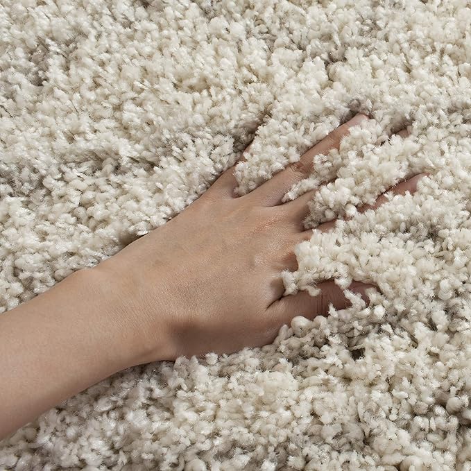 SAFAVIEH Arizona Shag Collection Area Rug - 10' Square, Ivory & Beige, Moroccan Design, Non-Shedding & Easy Care, 1.6-inch Thick Ideal for High Traffic Areas in Living Room, Bedroom (ASG741A)