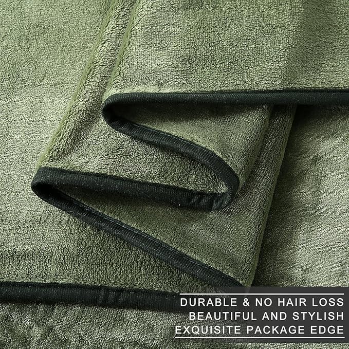 Fleece Blanket Queen Size 350GSM Lightweight Throw for The Bed Extra Soft Brush Fabric Super Warm Sofa Blanket 90" x 90"(Green Queen)