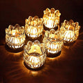 Tulip Votive Candle Holders Set of 6, Tea Light Candle Holder Glass for Table Centerpiece, Tealight Candle Holders for Wedding Déco, Birthday, Anniversary, Parties, and Holiday (Clear)
