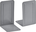 Acrimet Metal Bookends, Non-Skid Book Stand for Shelves, Heavy Duty Book Stopper, 6-7/8" H x 4" W x 4-1/2“ D, Silver, 1 Pair