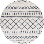 SAFAVIEH Arizona Shag Collection Area Rug - 3'2" Round, Ivory & Slate, Moroccan Design, 1.6-inch Thick, Non-Shedding, Ideal for High Traffic Areas in Living Room, Bedroom, Dining (ASG741M-3R)