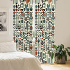 Ambesonne Leafy Art Curtains, Scandinavian Leaves Pattern with Geometric Roundy Modern Boho Print, Window Treatments 2 Panel Set for Living Room Bedroom, Pair of - 28" x 63", Pale Green Redwood Teal