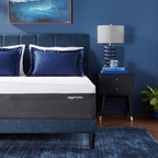Amazon Basics Gel Memory Foam Mattress, Firm, Cooling, Queen Size Mattress, CertiPUR-US® Certified Foam, 80 x 60 x 12 inches, White/Dark Gray