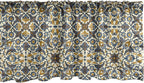 Ambesonne Turkish Pattern Window Valance, Flowers in and Traditional Style, Curtain Valance for Kitchen Bedroom Decor with Rod Pocket, 42" x 12", Earth Yellow Slate Blue