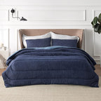 Bedsure King Comforter Set - Cooling and Warm Bed Set, Navy Blue Reversible Bedding for All Season, 3 Pieces, 1 King Size Comforter (102"x90") and 2 Pillow Cases (20"x36")