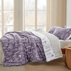 Bedsure Twin/Twin XL Comforter Set - Grayish Purple Bed Set, 2 Pieces Cute Floral Bedding, 1 Soft Reversible Botanical Flowers Comforter and 1 Pillow Sham