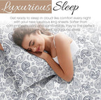 Linen Market 4 Piece King Sheet Set - Breathable, Double-Brushed Patterned Cooling Sheets – Oeko-TEX Certified Ultra Soft & Wrinkle-Free 16" Deep-Pocket King Sheets - Easy Care Coarse Paisley Navy