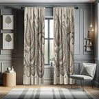 Ambesonne Paisley Window Curtains Pack of 2, Delicate Bohemian Leafy Motives on Stripes in Neutral Muted Colors, Lightweight Set with Rod Pocket, 4 Panels of - 28" x 95", Warm Taupe Ivory and Sepia
