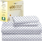 California Design Den Printed Twin XL Sheet Sets - 400 Thread Count Sateen, Natural 100% Cotton Sheets Set, Deep Pockets, Cooling and Durable Bedding Set - Paisley Blue