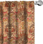 Ambesonne African Curtains, Motif with Pattern Design, Window Treatments 2 Panel Set for Living Room Bedroom, Pair of - 28" x 95", Brown Orange