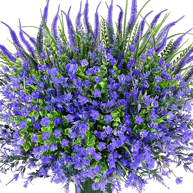 Artificial Plants Outdoor, 20PCS Artificial Flowers, UV Resistant Fake Flowers, Faux Flowers for Outdoor Planters for Front Porch Pot Decor