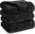 Bedsure GentleSoft Sherpa Fleece Blankets Queen Size for Bed - Thick and Warm Throw for Women and Men, Soft Fuzzy Plush Queen Blanket for Winter, Black, 90x90 Inches