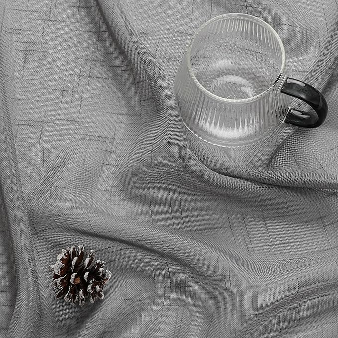 Aiyufeng Kirei Elegant Grey Linen Look Sheer Curtains for Window Decor, Rod Pocket Gray Flax Window Treatment Privacy with Light Filter Vertical Drapes for Bedroom, Charcoal Grey, W40 x L63, 2 Panels